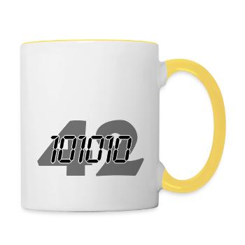 101010 (2c) - Mug contrasté - blanc/jaune - Droite