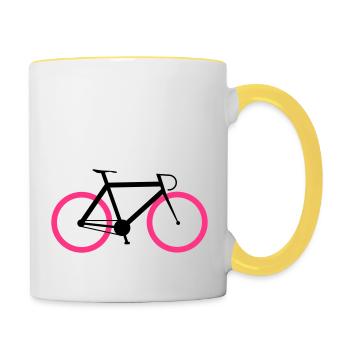 Rennrad - Fixie Bike - Tasse zweifarbig - Weiß/Gelb - Rechts