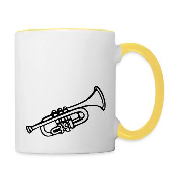Trompete - Tasse zweifarbig - Weiß/Gelb - Rechts