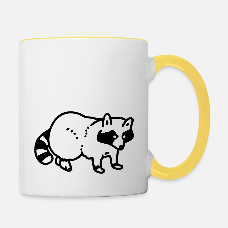 Raccoon - Line - Mug contrasté - blanc/jaune