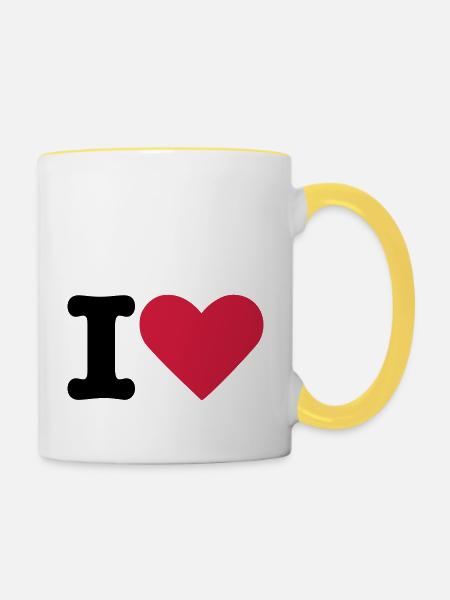 lieben ich - Tasse zweifarbig - Weiß/Gelb