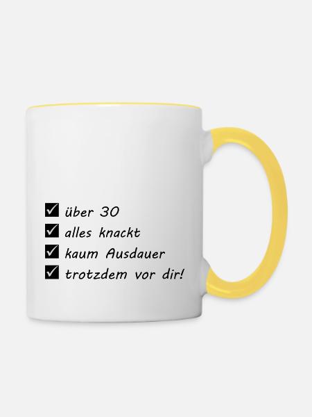 Sport - Marathon - Tasse zweifarbig - Weiß/Gelb