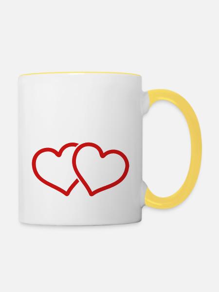 heart - Tasse zweifarbig - Weiß/Gelb