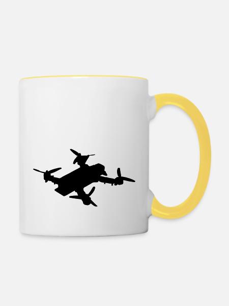 Drohne 2 - Tasse zweifarbig - Weiß/Gelb