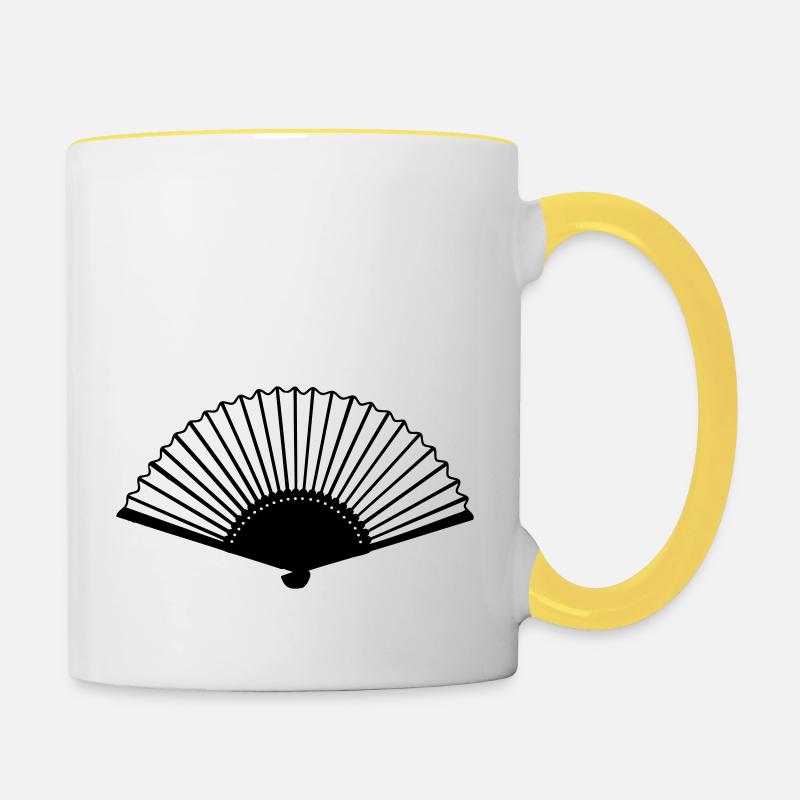 Fächer - Tasse zweifarbig - Weiß/Gelb