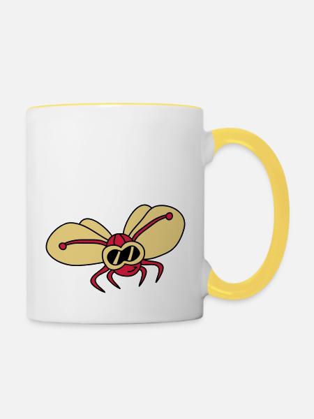 butterfly_pilot_3c - Tasse zweifarbig - Weiß/Gelb