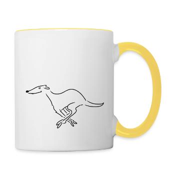 Windhund - Tasse zweifarbig - Weiß/Gelb - Rechts