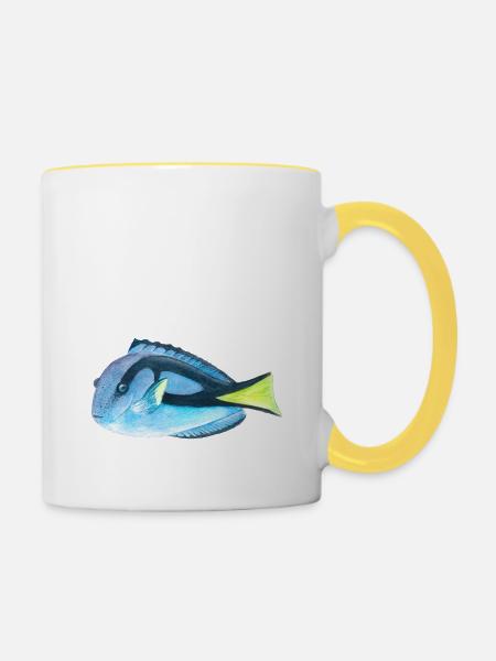 Doktorfisch - Tasse zweifarbig - Weiß/Gelb