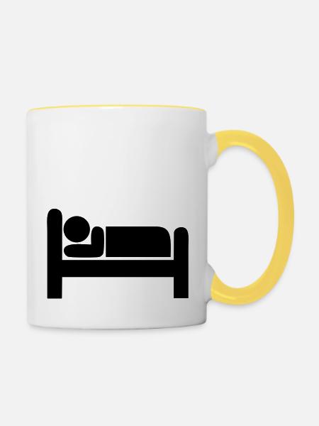 Schlafen - Tasse zweifarbig - Weiß/Gelb