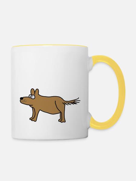 Hund - Tasse zweifarbig - Weiß/Gelb