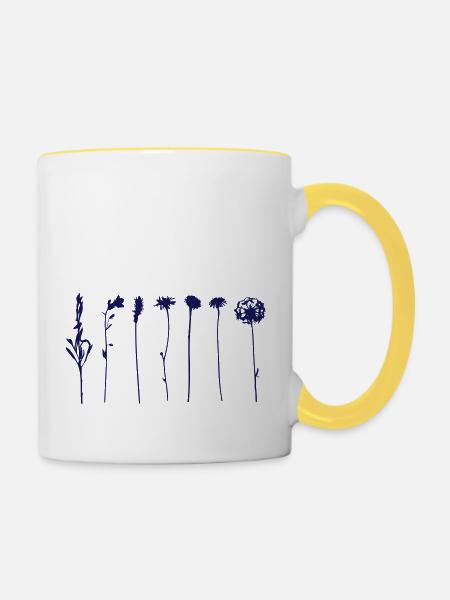 Alpenblumen - Tasse zweifarbig - Weiß/Gelb