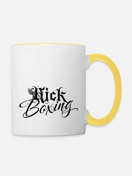 Kick Boxing - Tasse zweifarbig - Weiß/Gelb