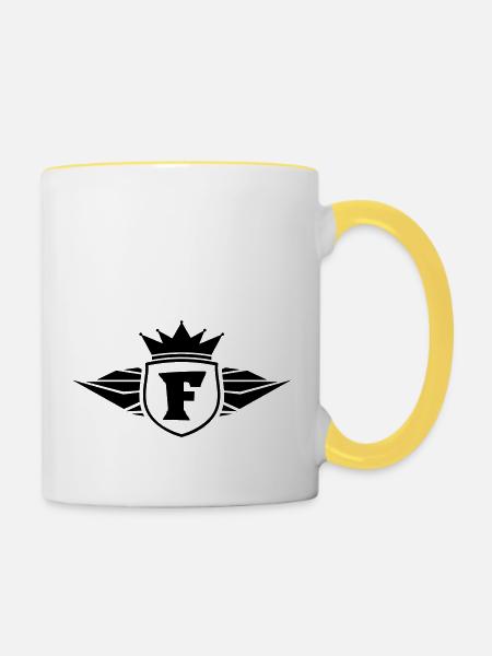 f_letter_f1 - Tasse zweifarbig - Weiß/Gelb