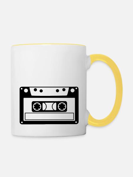 musikkassette - Tasse zweifarbig - Weiß/Gelb