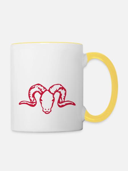 schafskopf_einfach rot - Tasse zweifarbig - Weiß/Gelb