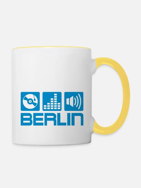 DJ Berlin - Tasse zweifarbig - Weiß/Gelb