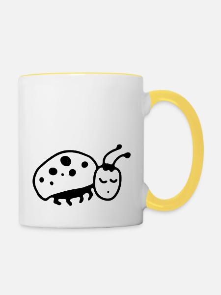 Käfer - Tasse zweifarbig - Weiß/Gelb