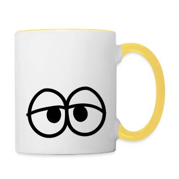 eyes face funny comic cartoon clipart head tr - Contrasting Mug - white/yellow - Right