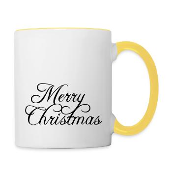 cool merry christmas christmas merry christmas m - Contrasting Mug - white/yellow - Right