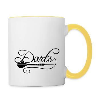 cool darts verein text frequenz herzschlag puls lo - Tasse zweifarbig - Weiß/Gelb - Rechts