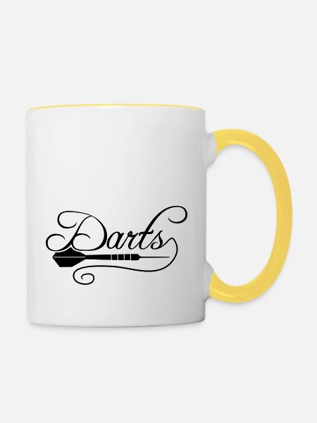 cool fléchettes club texte fréquence cardiaque battre pouls lo - Mug contrasté - blanc/jaune