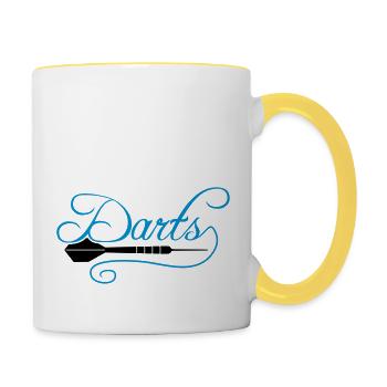 darts verein text frequenz herzschlag puls logo te - Tasse zweifarbig - Weiß/Gelb - Rechts