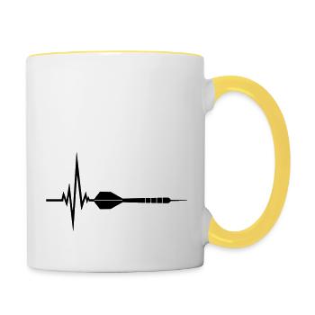 herzschlag puls frequenz logo text spielen darts v - Tasse zweifarbig - Weiß/Gelb - Rechts
