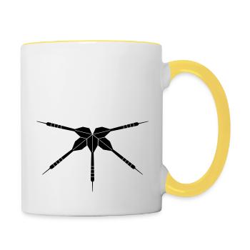 logo verein spielen darts club werfen dart pfeil s - Tasse zweifarbig - Weiß/Gelb - Rechts