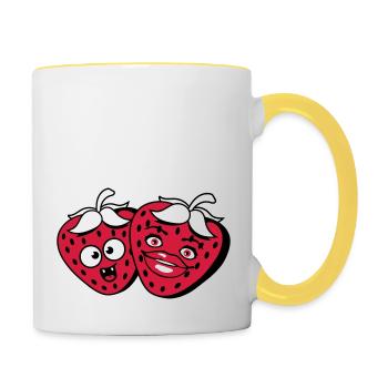 team paar paerchen liebe verliebt frau weiblich ma - Tasse zweifarbig - Weiß/Gelb - Rechts