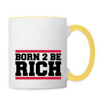 born_2_be_rich_qu2 - Mug contrasté - blanc/jaune - Droite