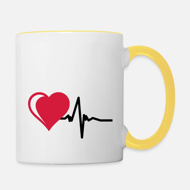 Coeur avec impulsion - Mug contrasté - blanc/jaune