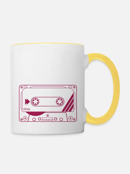 Audio Kassette - Tasse zweifarbig - Weiß/Gelb