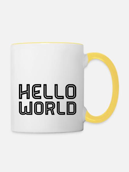 Hello World - Tasse zweifarbig - Weiß/Gelb
