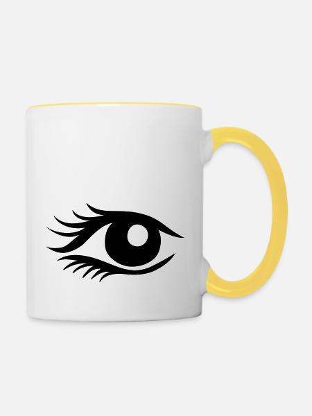 Auge - Tasse zweifarbig - Weiß/Gelb