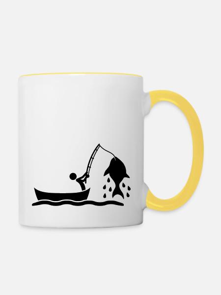 Fishing - Tasse zweifarbig - Weiß/Gelb