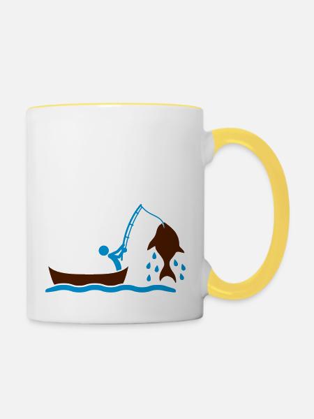 Fishing - Tasse zweifarbig - Weiß/Gelb