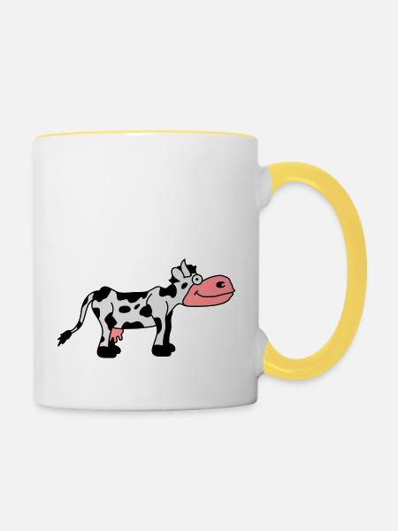 Cow Comic - Tasse zweifarbig - Weiß/Gelb