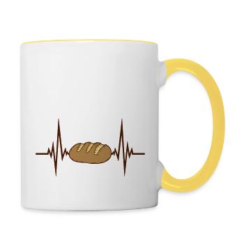 pulse heartbeat frequency hunger loaf bread slice - Contrasting Mug - white/yellow - Right