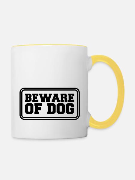 Beware Of Dog - Tasse zweifarbig - Weiß/Gelb