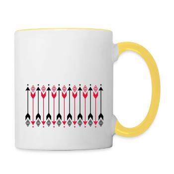 Flèches, tir à l'arc, Amérindiens, contacteurs, - Mug contrasté - blanc/jaune - Droite
