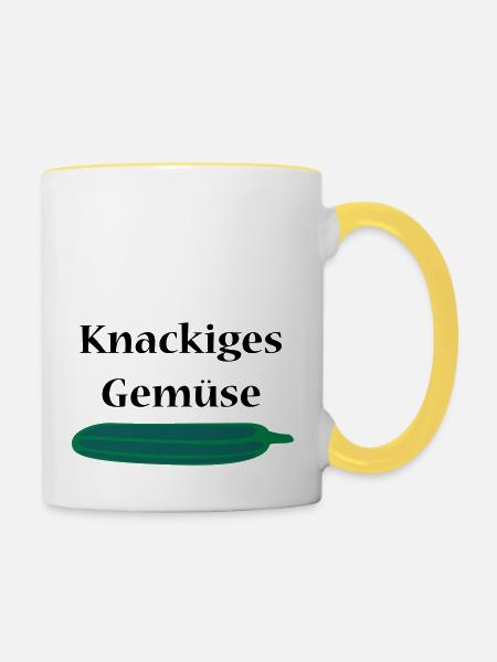 Gurke - Tasse zweifarbig - Weiß/Gelb