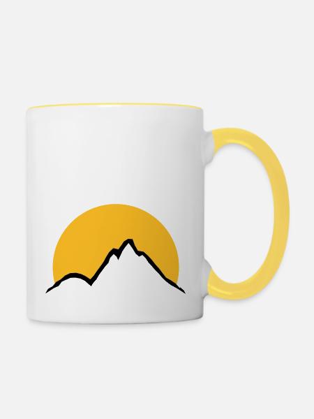 Schöne Berge Sonne - Tasse zweifarbig - Weiß/Gelb