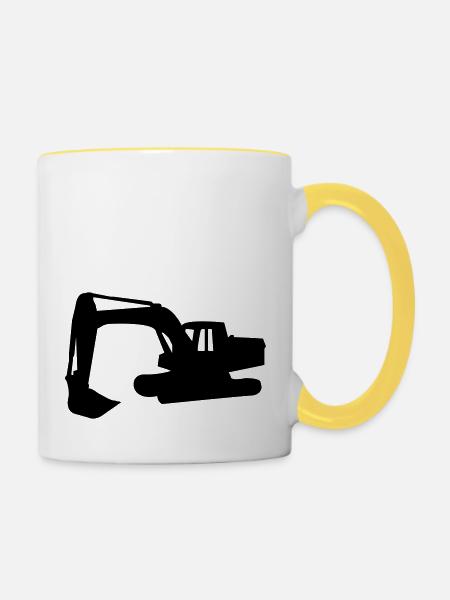 bagger - Tasse zweifarbig - Weiß/Gelb