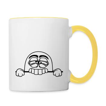 text field ghost bite shield wall keep spooky - Contrasting Mug - white/yellow - Right