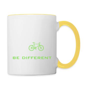 be different Auto Fahrrad Bike car anders einzig - Tasse zweifarbig - Weiß/Gelb - Rechts