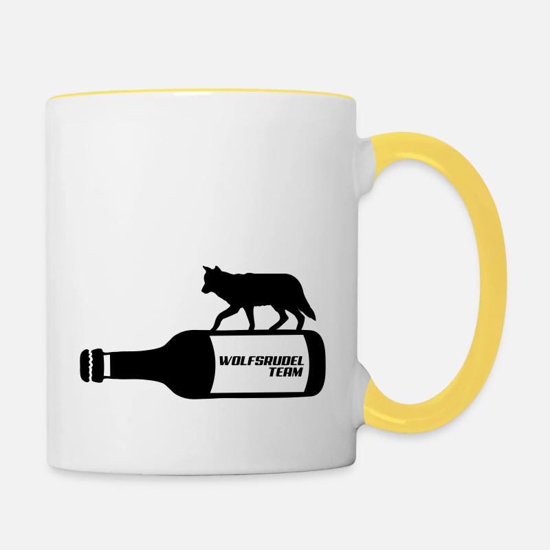 wolfsrudel_team - Tasse zweifarbig - Weiß/Gelb