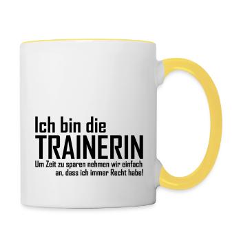 Trainerin - Tasse zweifarbig - Weiß/Gelb - Rechts