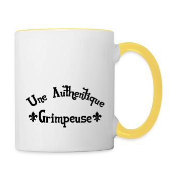 Escalade / Alpiniste / Varappe / Alpinisme Grimpe - Mug contrasté - blanc/jaune - Droite