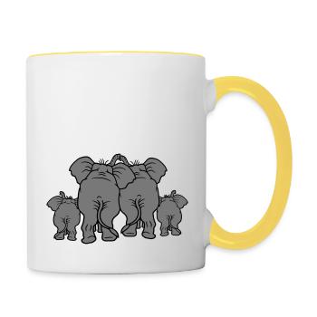 famille amour couple paerchen 2 bébé enfant petit ka - Mug contrasté - blanc/jaune - Droite