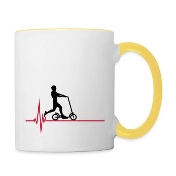 heart rate frequency pulse electric scooter scooter - Contrasting Mug - white/yellow - Right